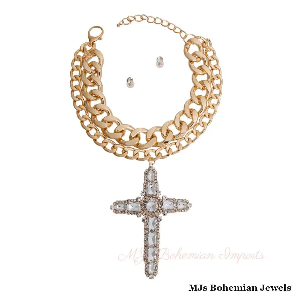 Chunky Gold Jumbo Cross Necklace