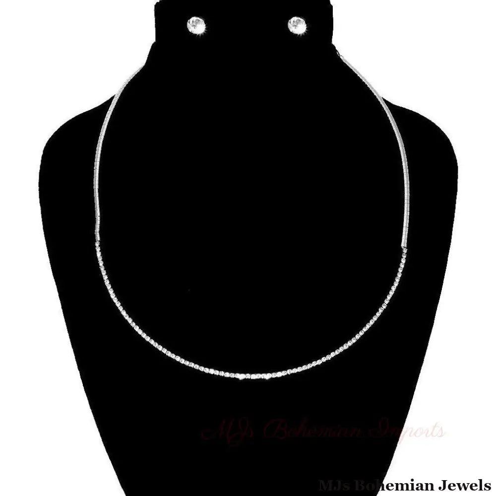 Clear Stoned Simple Necklace Set