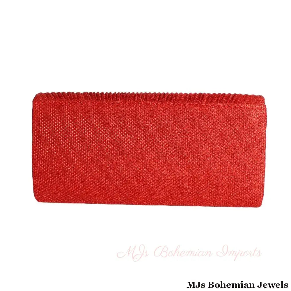 Clutch Red Ruched Evening Bag for Women