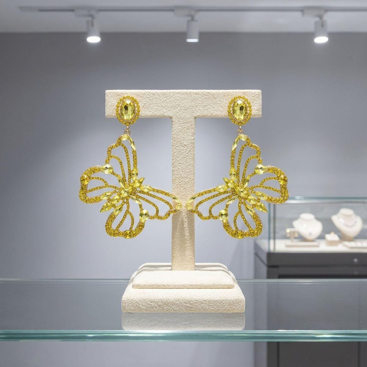 Dangle XL Yellow Glam Butterfly Post Earrings