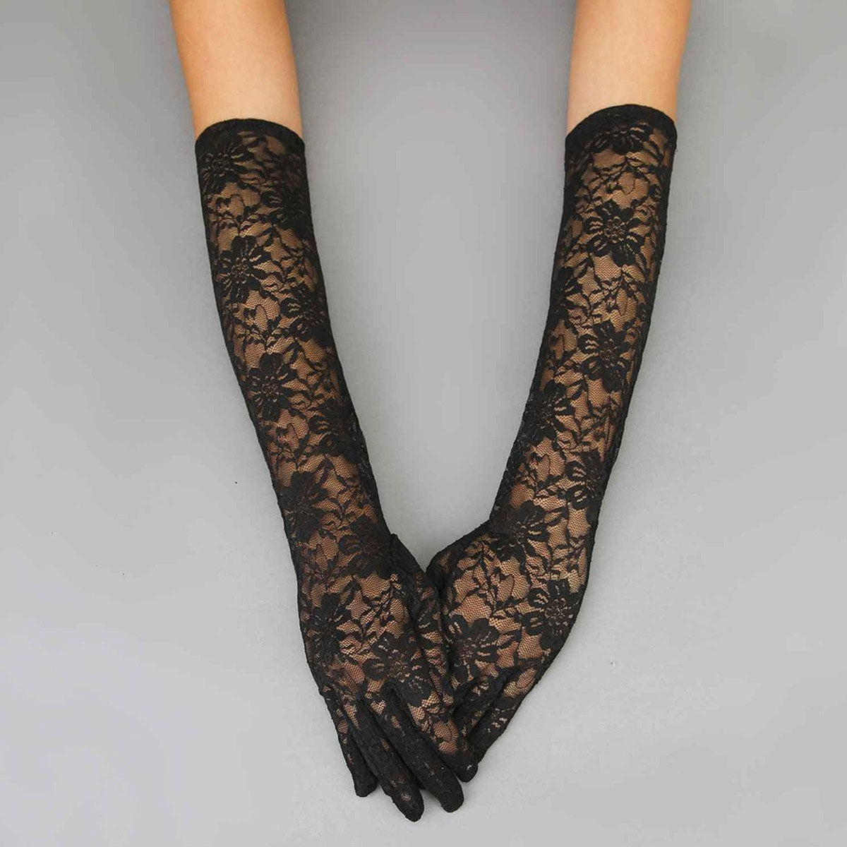Black Lace Long Formal Gloves for Women
