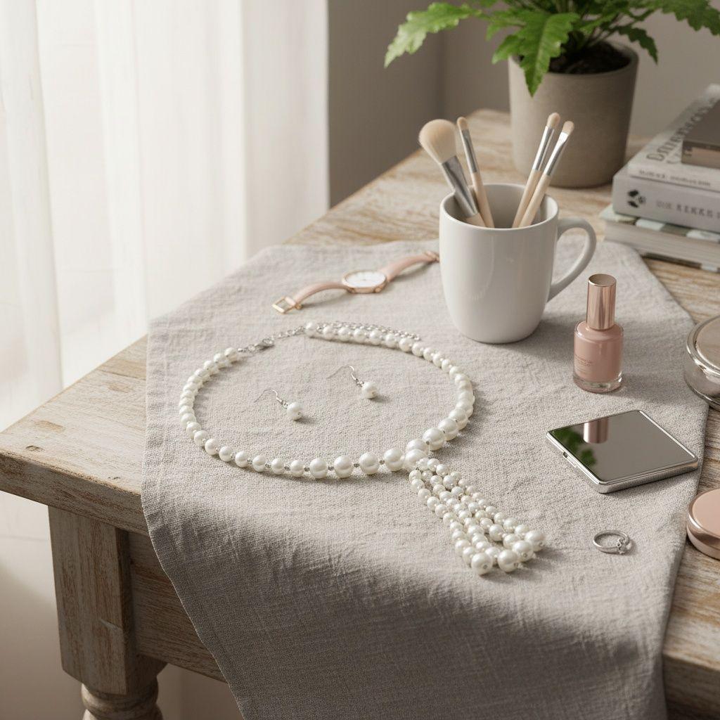 Tassel Pendant White Pearl with Silver Necklace