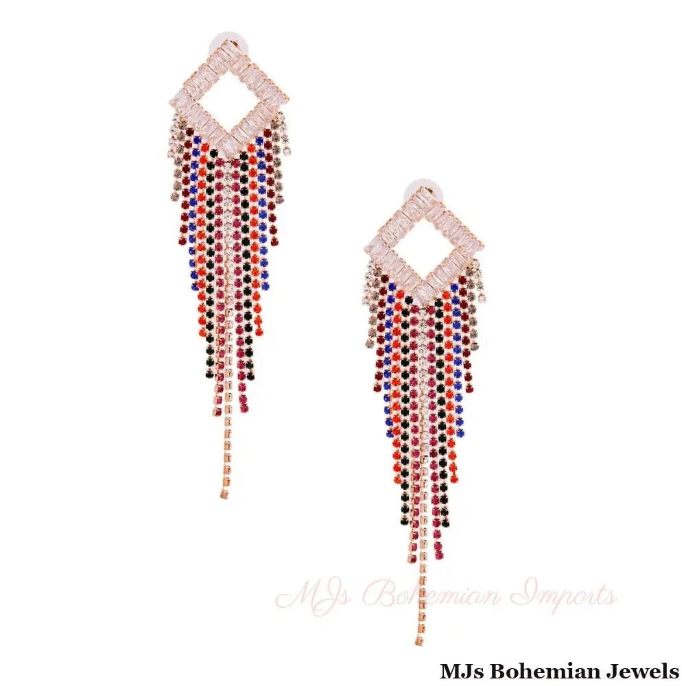Diamond Fringe Rhinestone Earrings