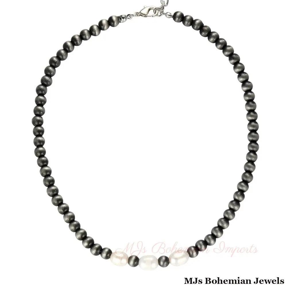 Freshwater Pearl Faux Navajo Necklace