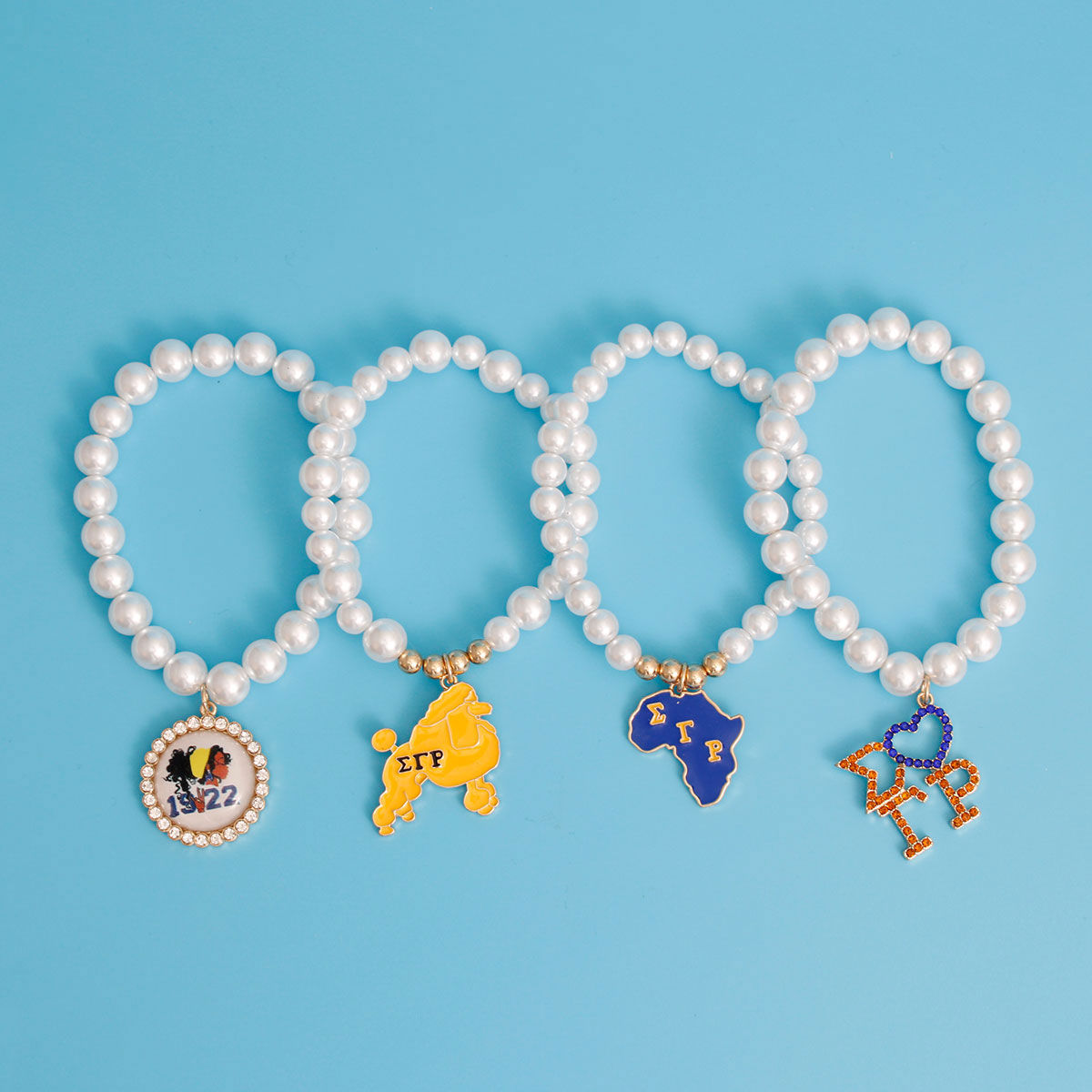 Blue Gold Cream Pearl SGHRO Bracelet Set