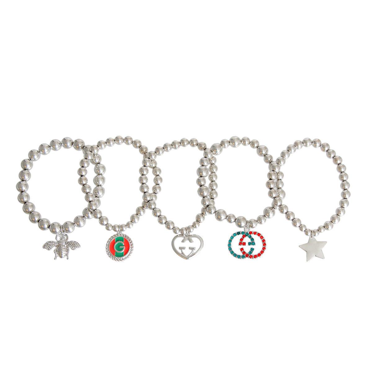 Silver Luxe Charm Stretch Bracelets