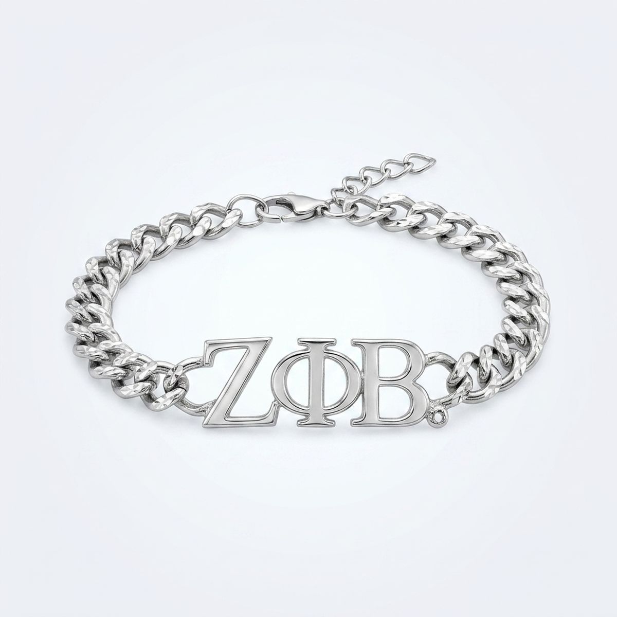 ZPB Sorority Silver Chain Greek Letter Bracelet
