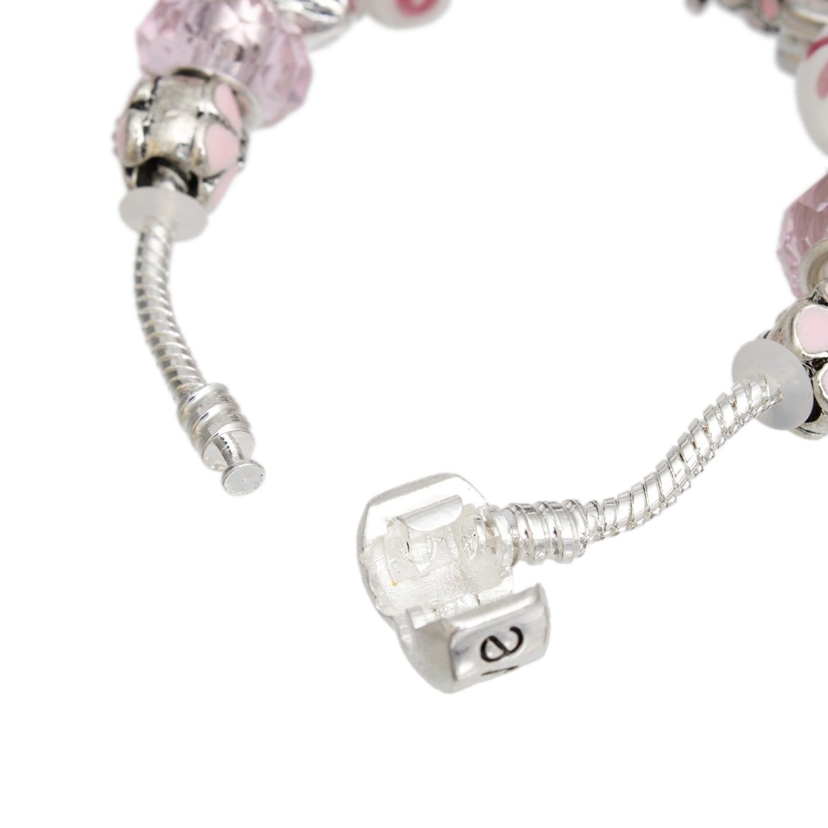 Breast Cancer Silver Hope Ribbon Charm Bracelet