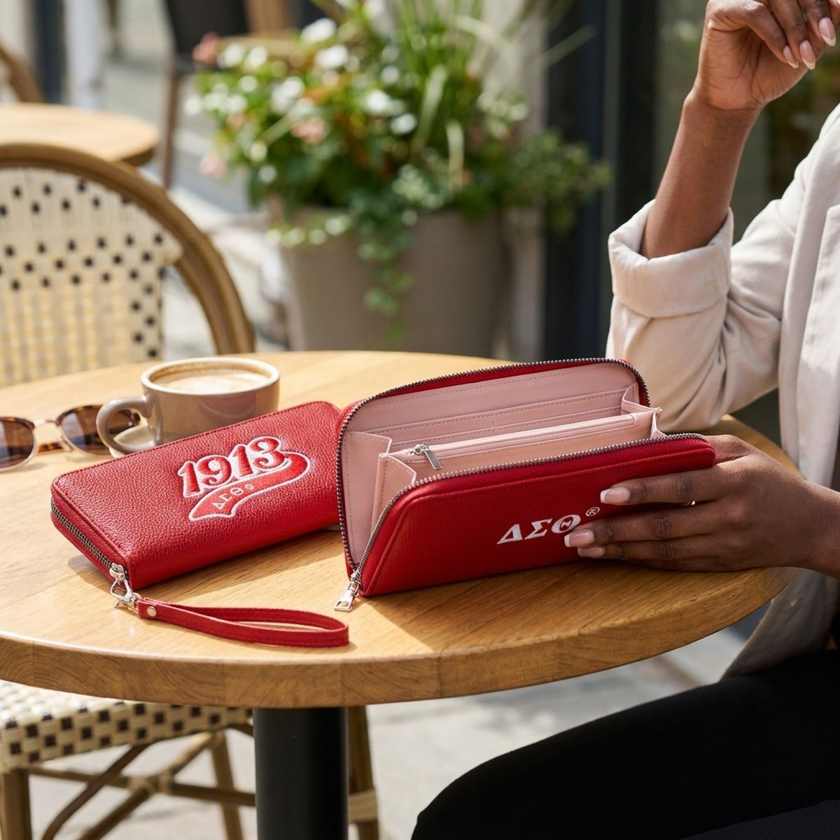 DST Sorority Long Red 1913 Patch Zipper Wallet