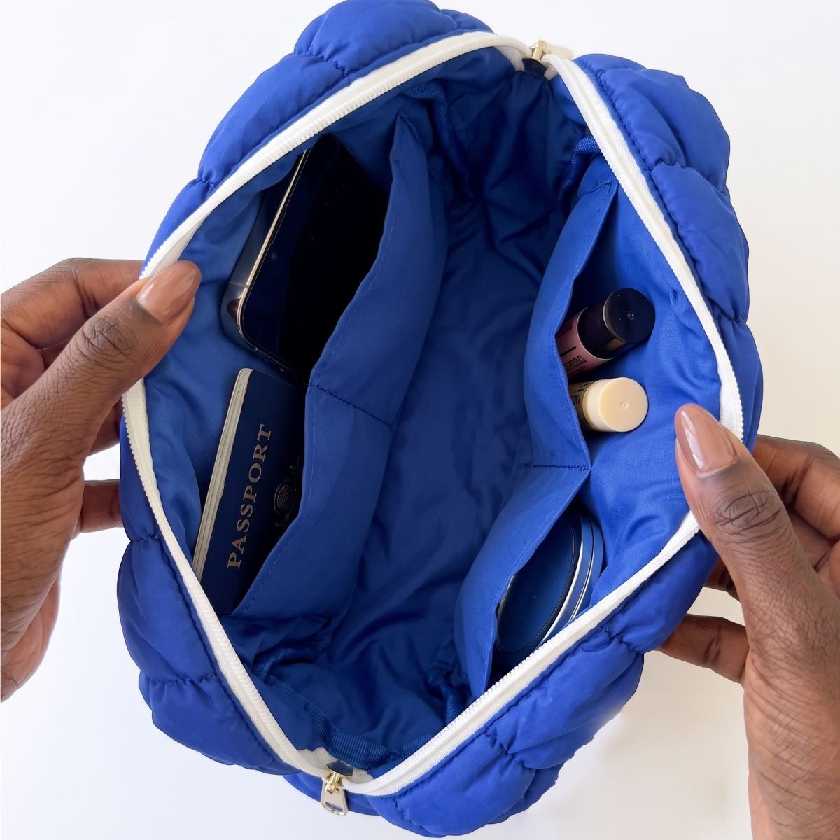 ZPB Royal Blue Crest Mini Quilted Puffy Pouch