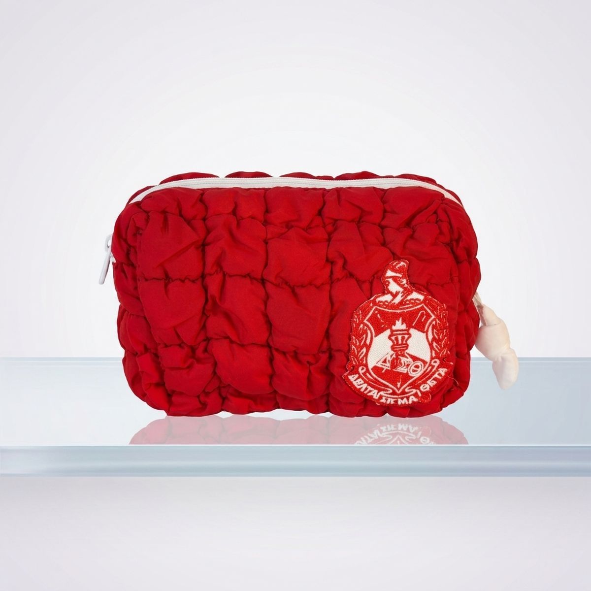 DST Crimson Red Crest Mini Quilted Puffy Pouch