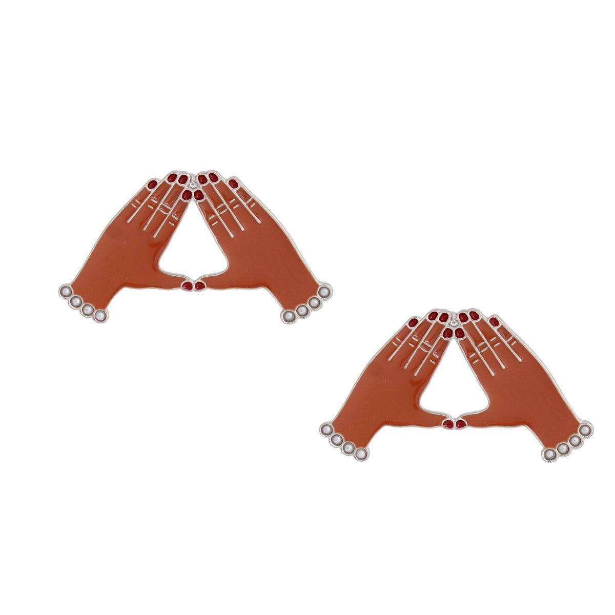 Red White DST Hand Sign Studs