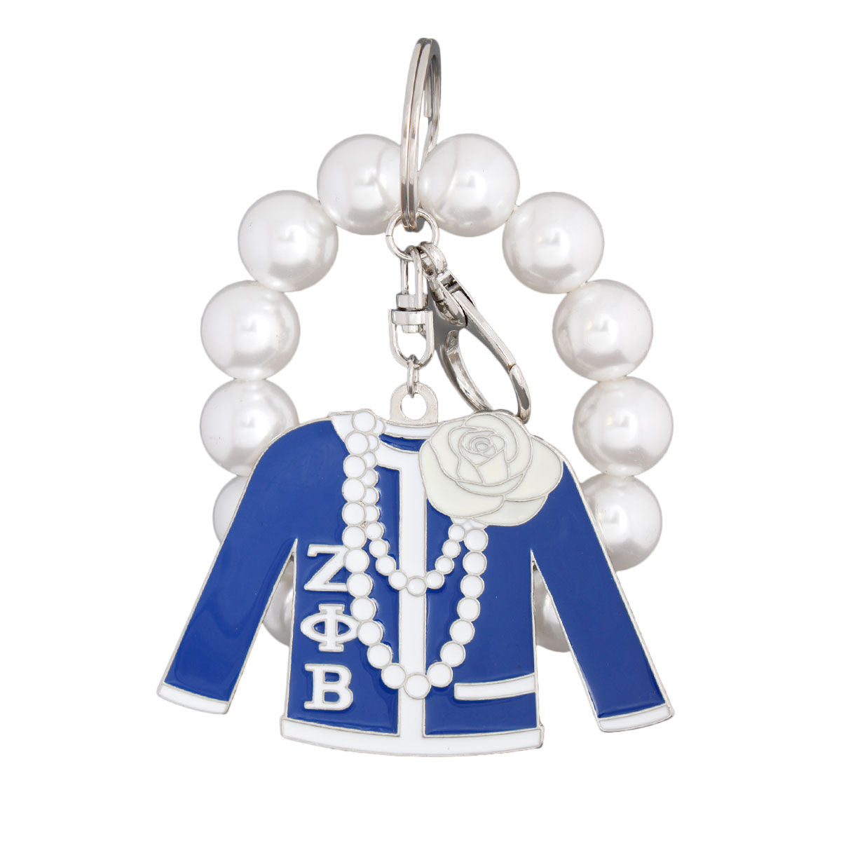ZPB Blue and White Sweater Sorority Keychain