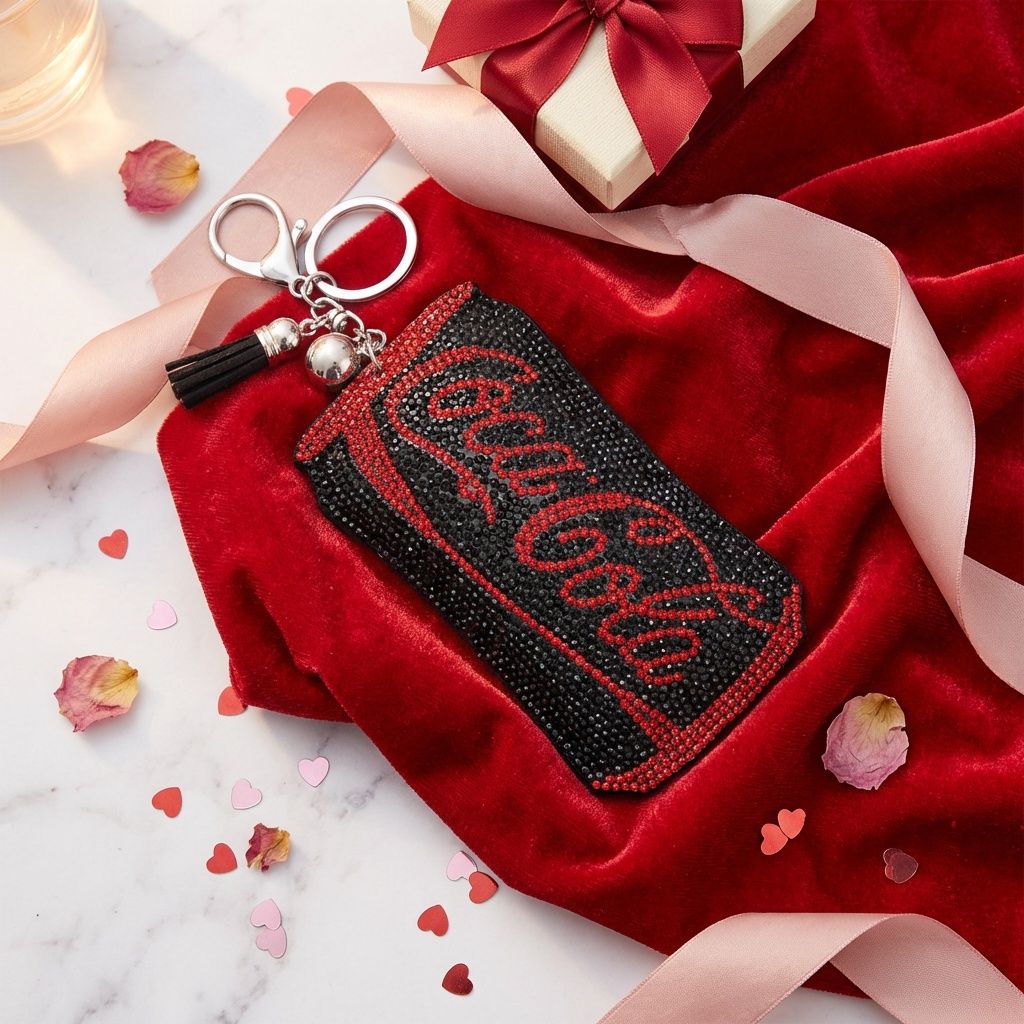 Keychain Black Coke Zero Sparkle Purse Charm