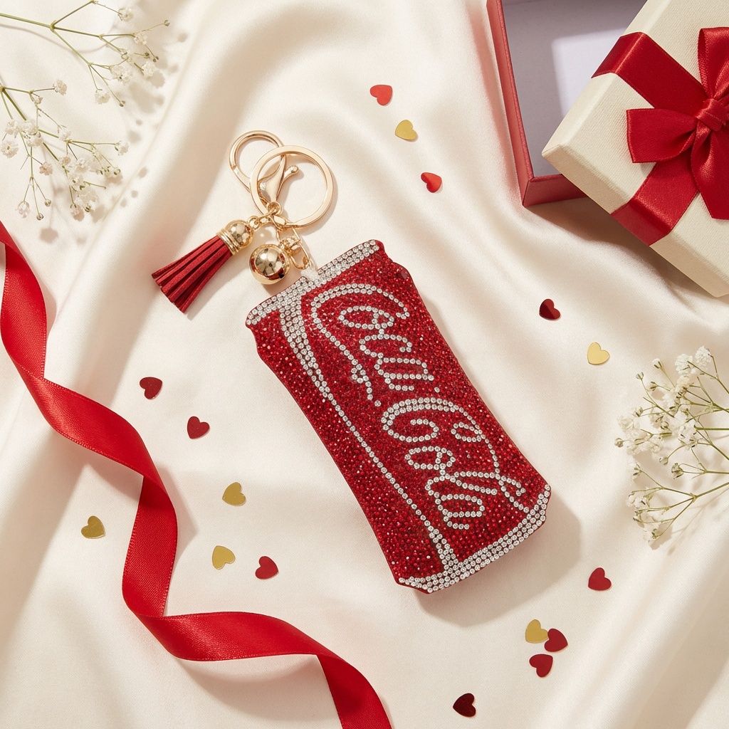 Keychain Red Coca Cola Sparkle Purse Charm