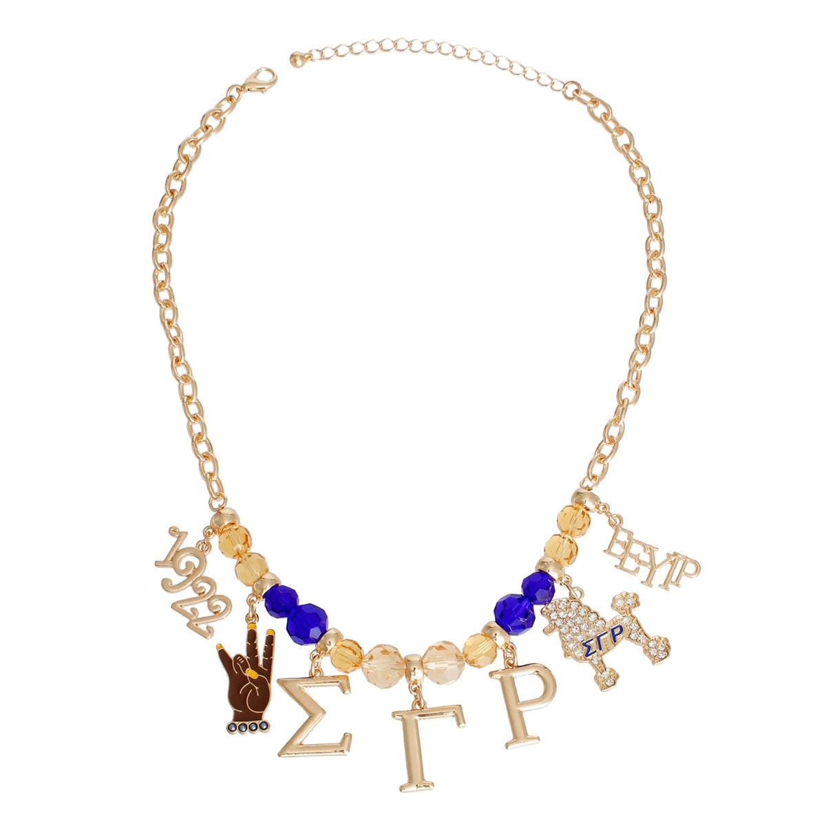 Blue Gold Glass Bead Sigma Necklace SGHRO