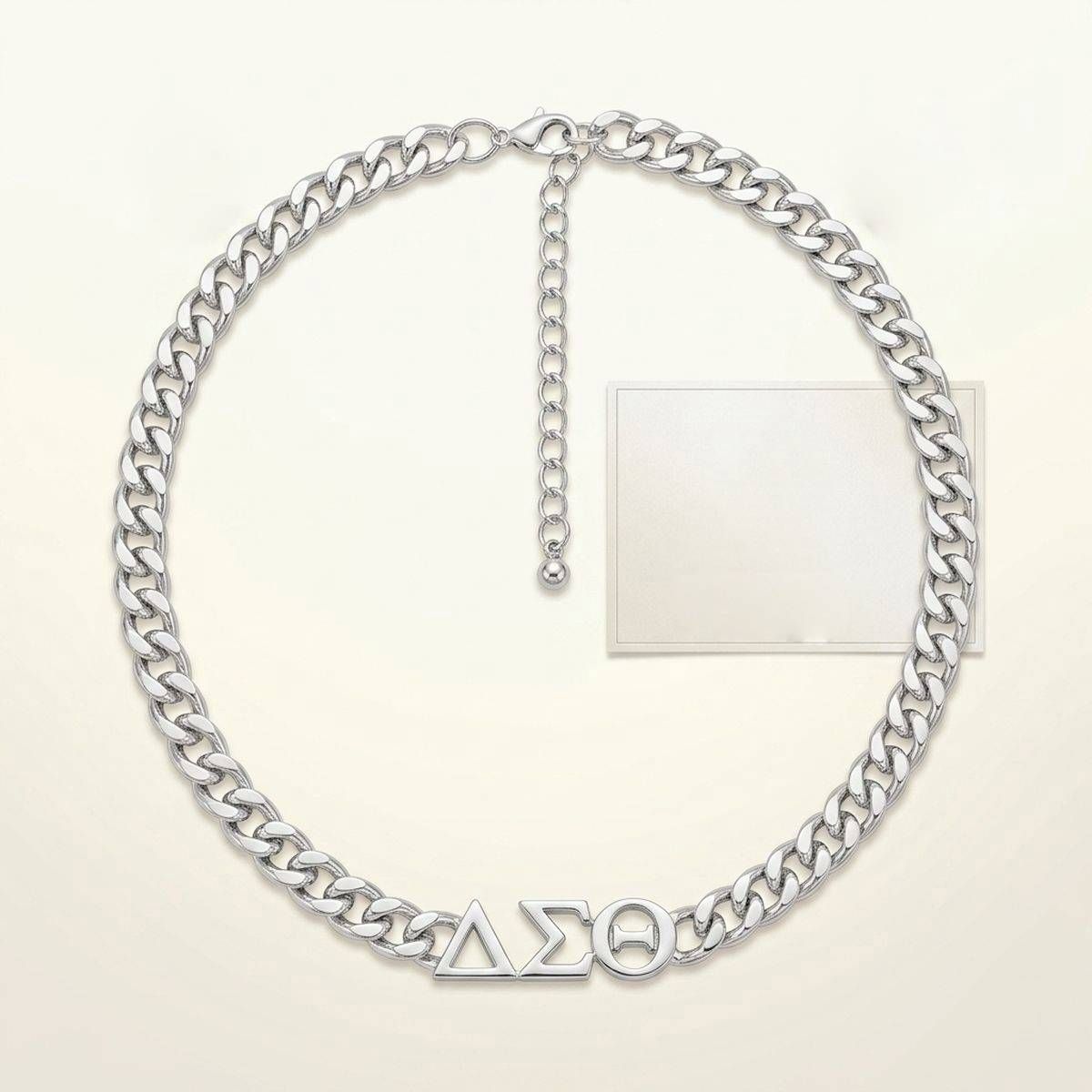 DST Sorority Silver Chain Greek Letter Necklace