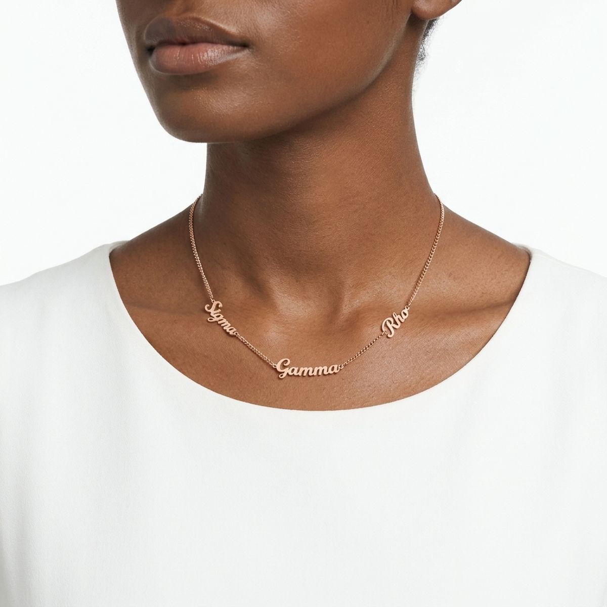Sigma Gamma Rho Gold Script Chain Necklace