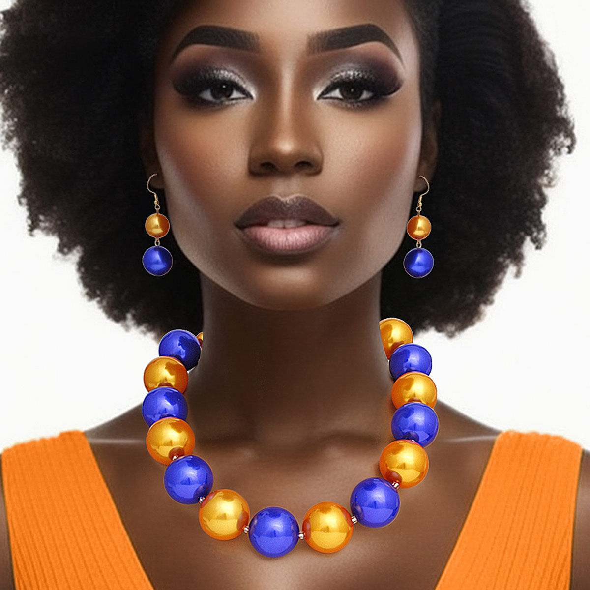 SGRHO Sorority Gold Blue 30mm Jumbo Pearl Set