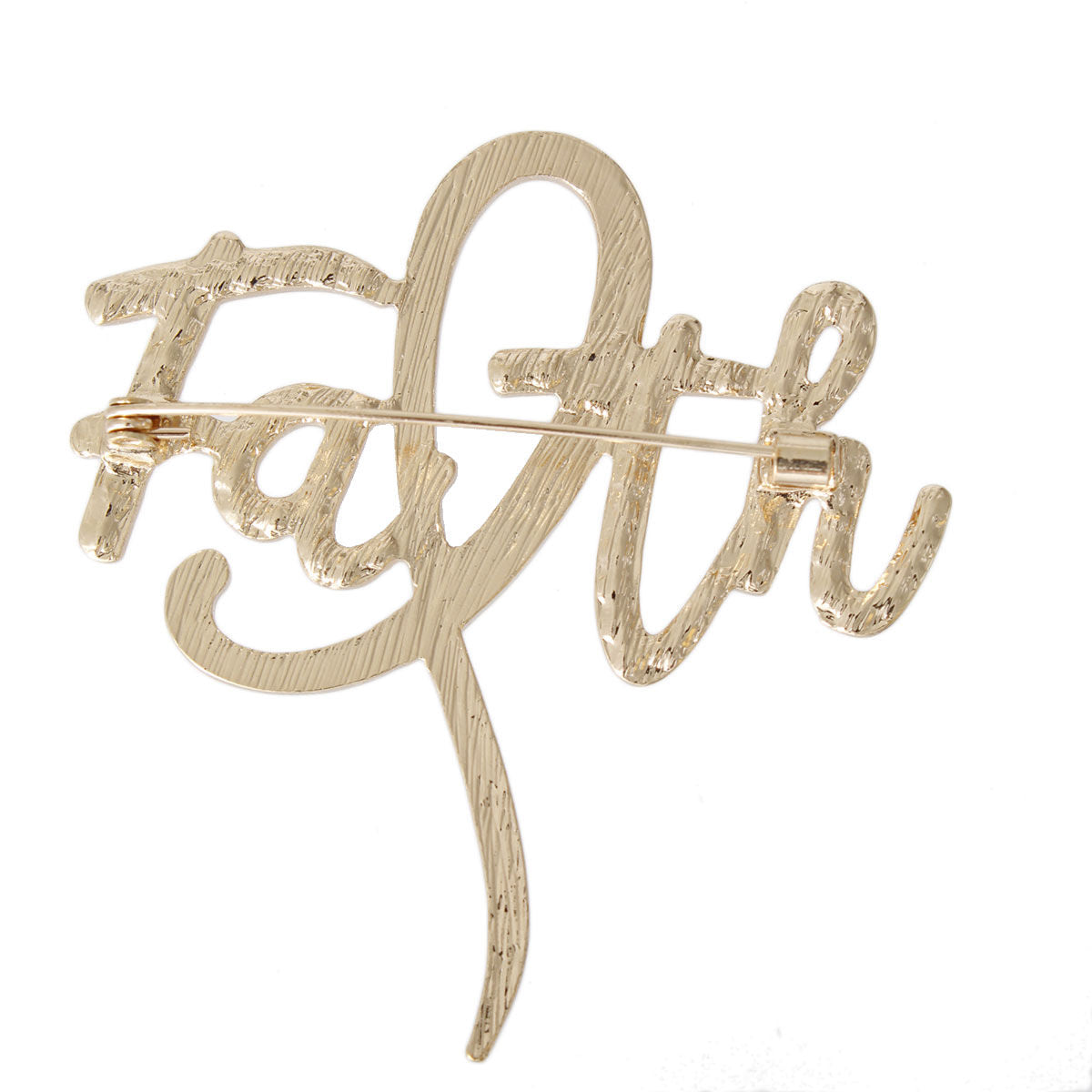 Breast Cancer Brooch Gold Faith Pink Ribbon