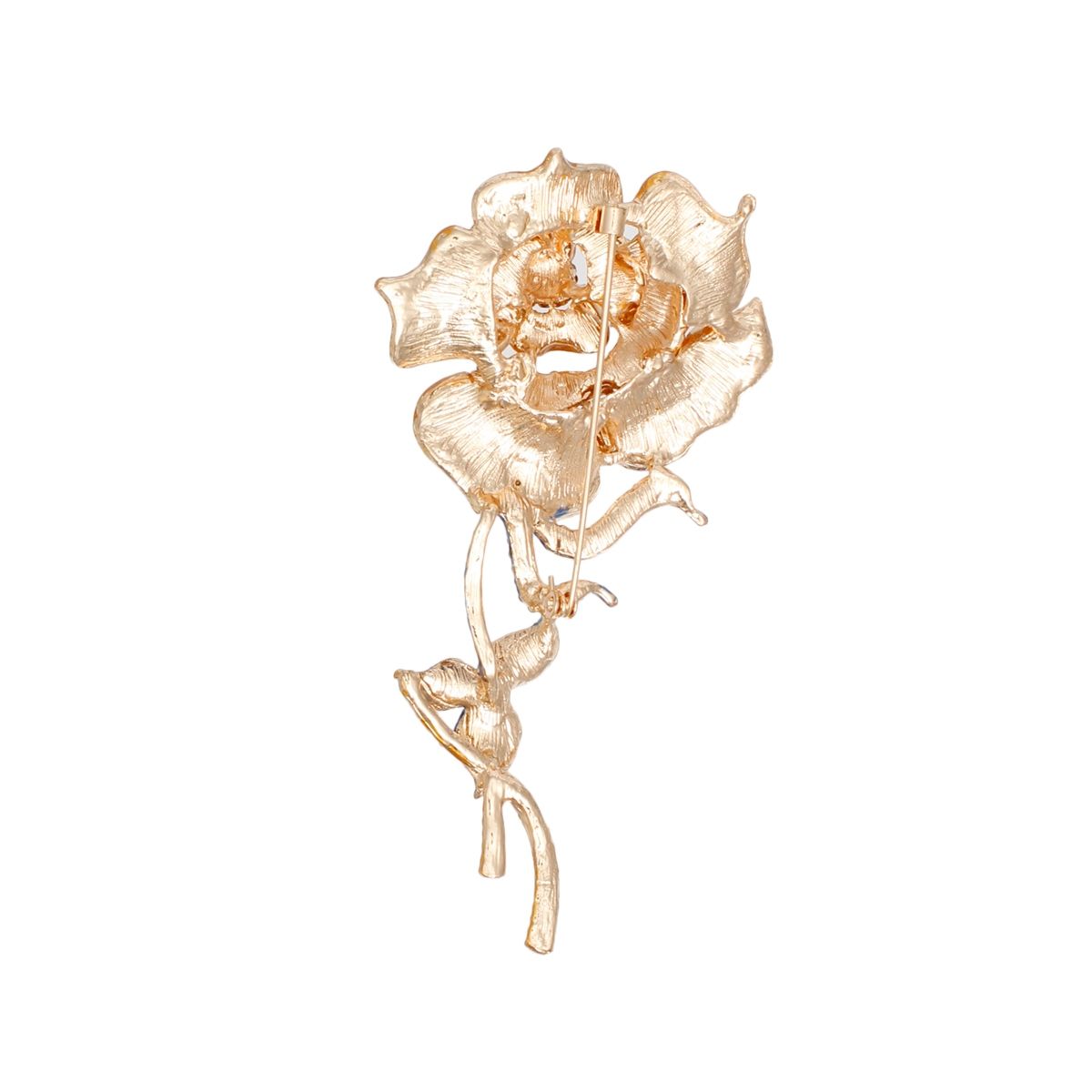 Sparkle Gold Rose Blooming Brooch