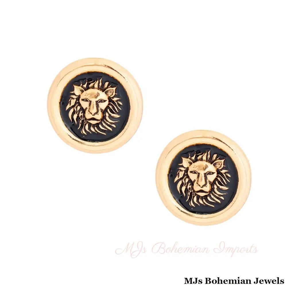 Gold and Black Lion Studs