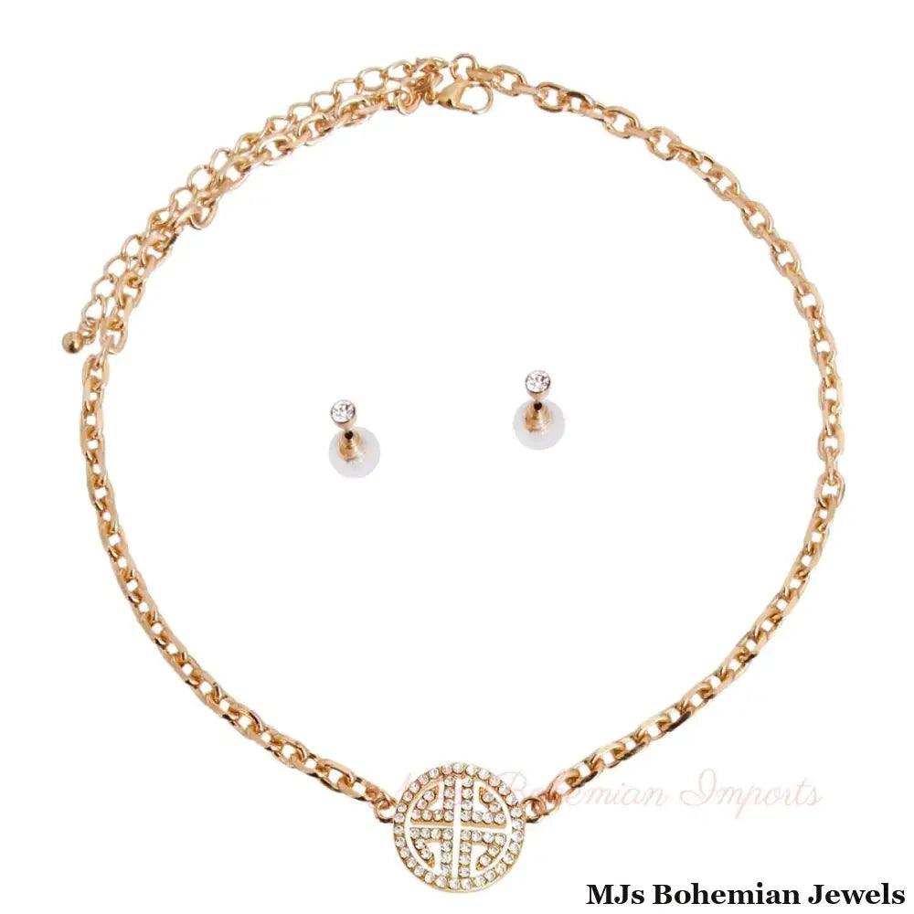 Gold Cable Chain Greek Key Necklace