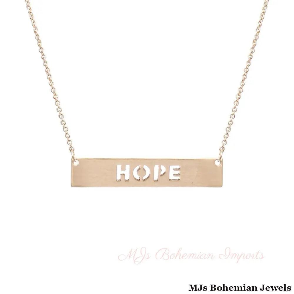 Gold Cutout HOPE Plate Necklace