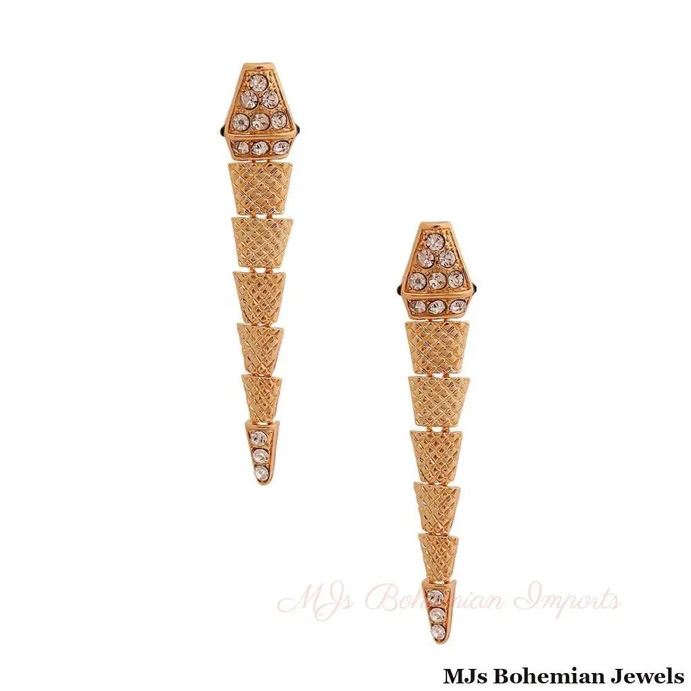 Gold Dangling Snake Earrings