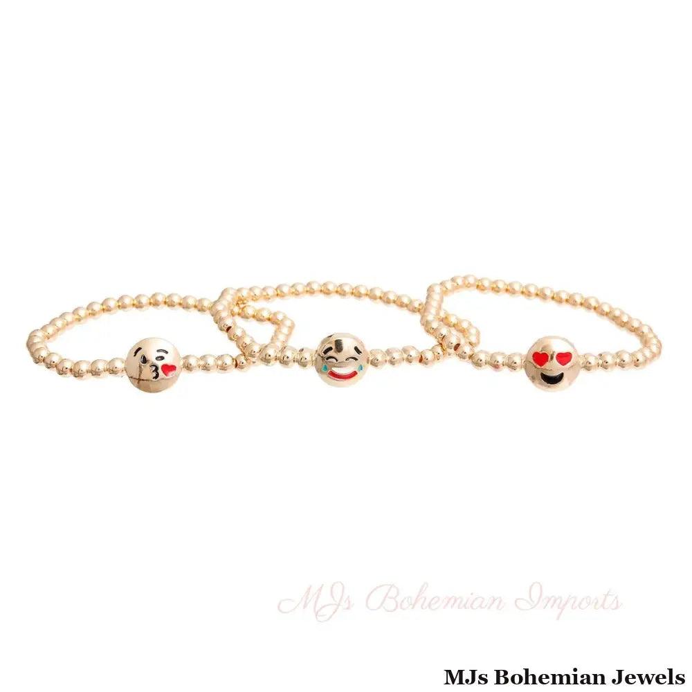 Gold Emoji Stretch Bracelets