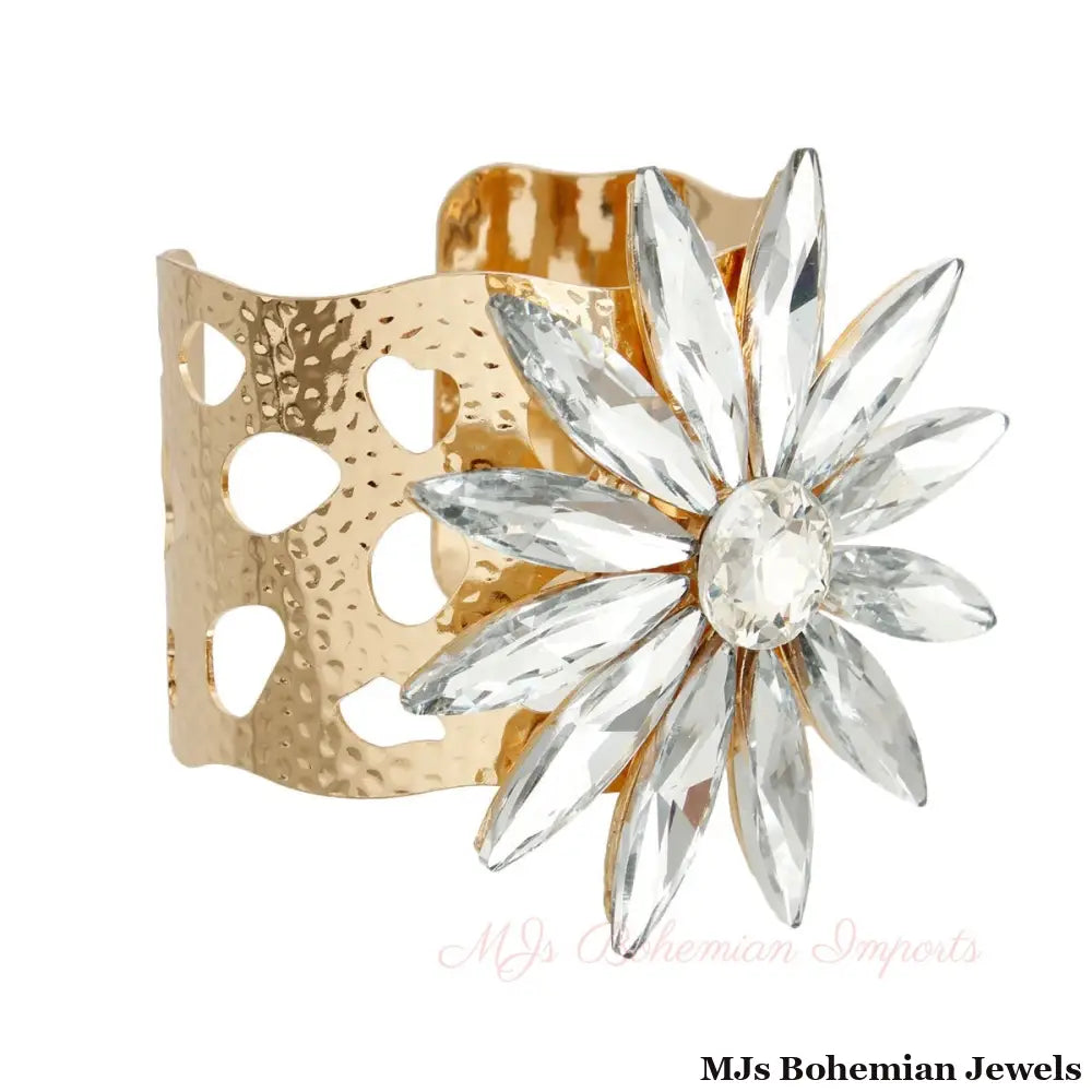 Gold Flower Open Cuff