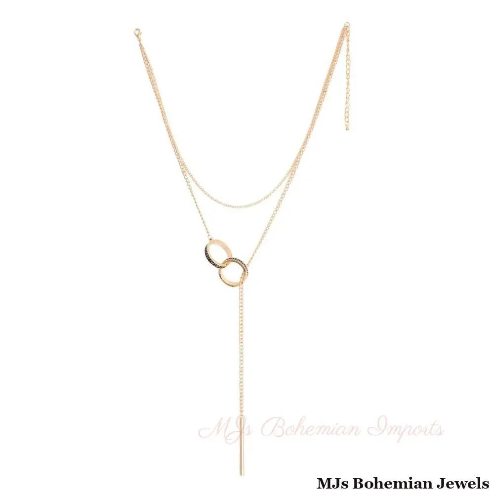 Gold Greek Key Lariat Necklace