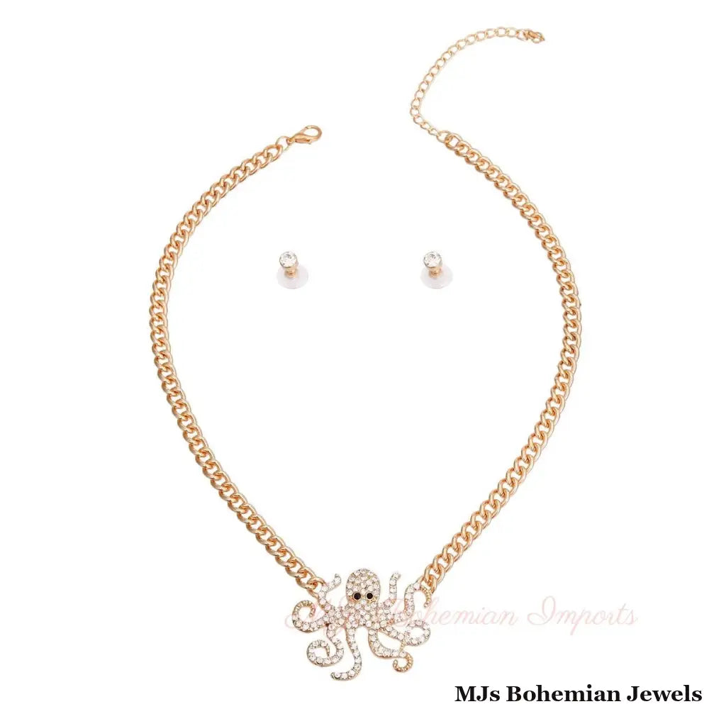 Gold Octopus Pendant Necklace