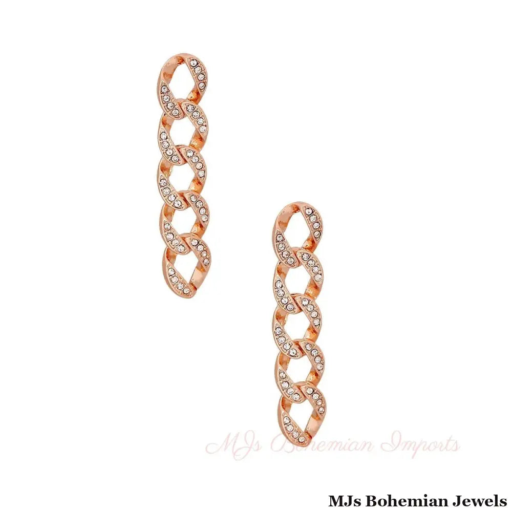 Gold Pave Chain Link Earrings
