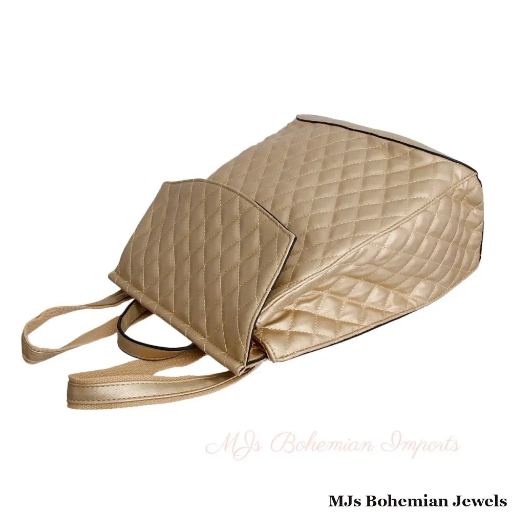 Gold Quilted Convertible Backpack