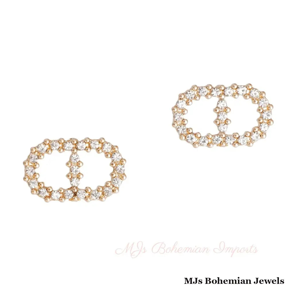 Gold Rhinestone Infinity Studs