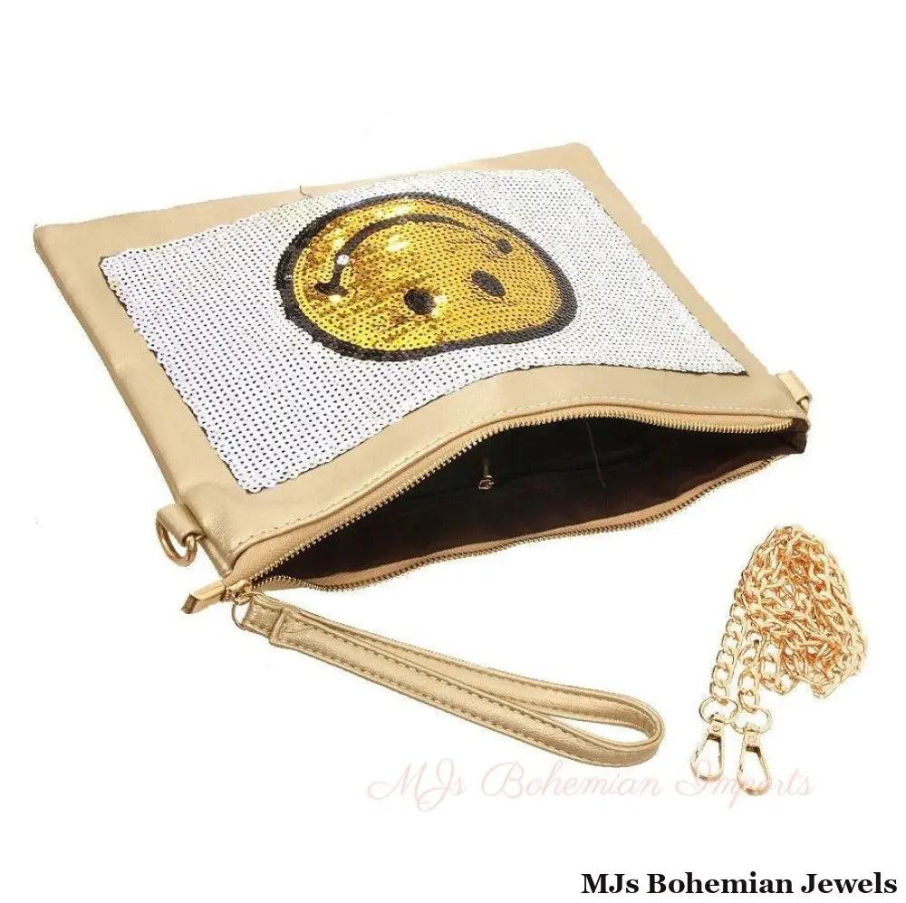 Gold Smile Sequin Clutch