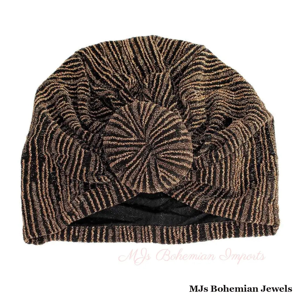Gold Stripe Donut Knot Turban