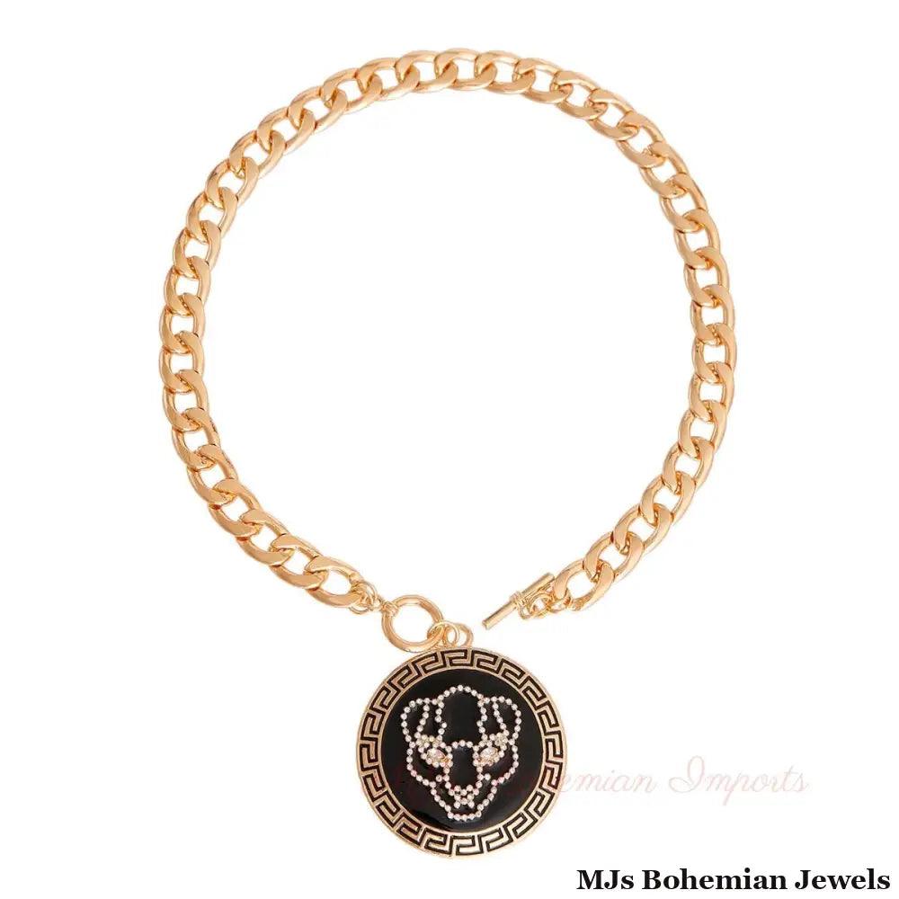 Gold Tiger Greek Medallion Chain