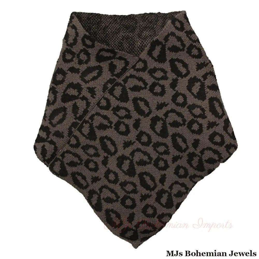 Gray Leopard Triangle Tube Scarf