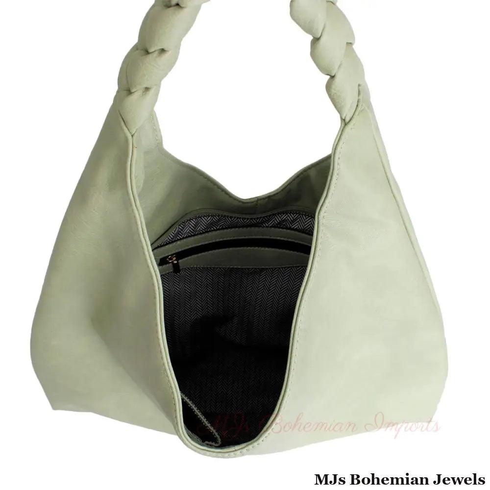 Green Braided Hobo Bag