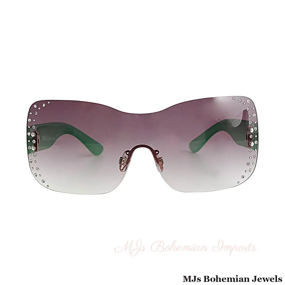 Green Rimless Butterfly Sunglasses