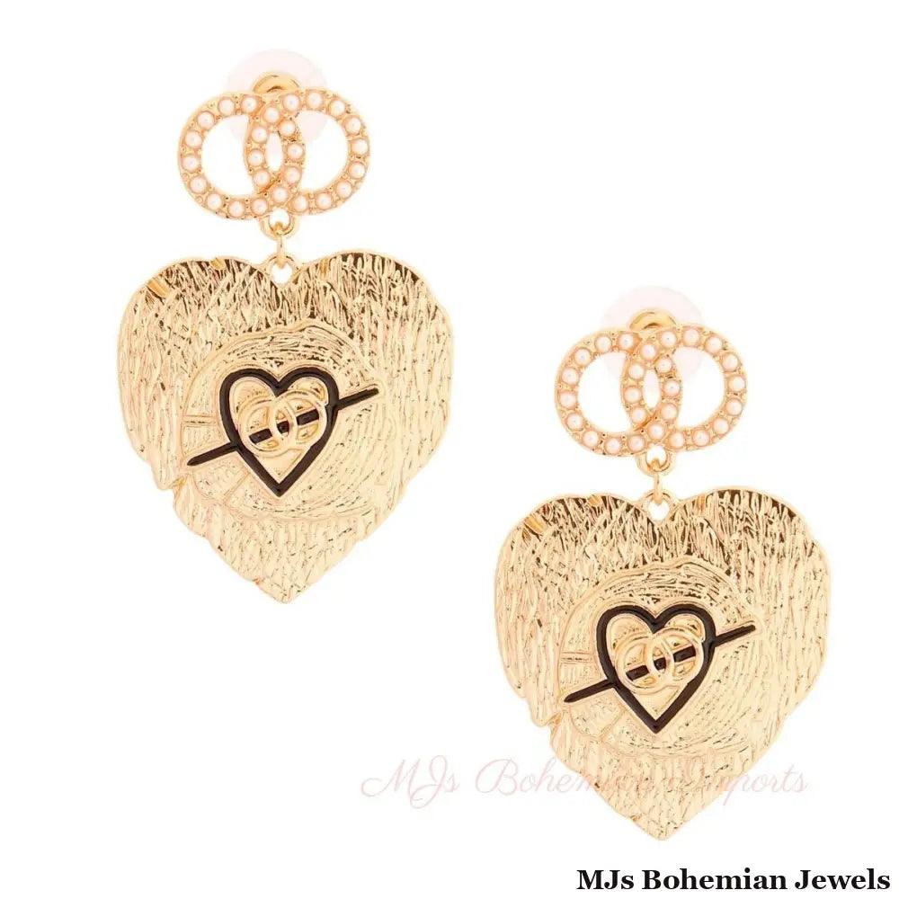 Heart of Gold: Textured Heart Earrings