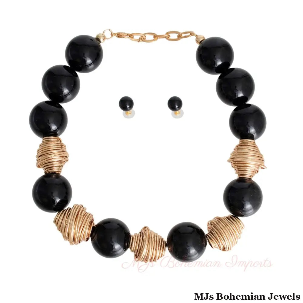 Heavy Black Tribal Bead Set