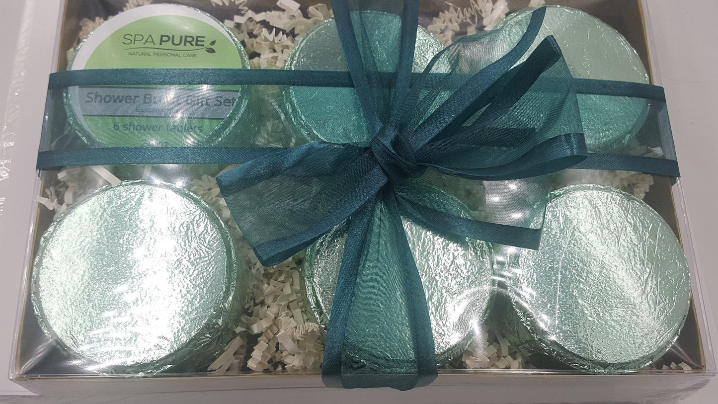Gift Set with 6 Aromatherapy Shower Tablets - Eucalyptus - 100% Natural Essential Oil Blends