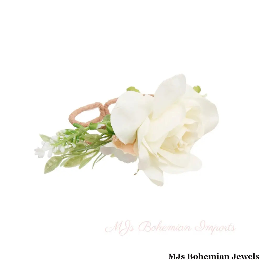 Ivory Fabric Flower Bracelet