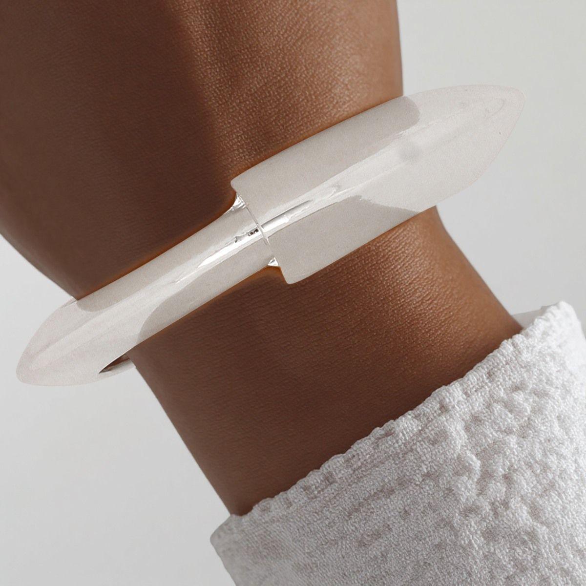 Cuff Angular Silver Futuristic Hinge Bracelet