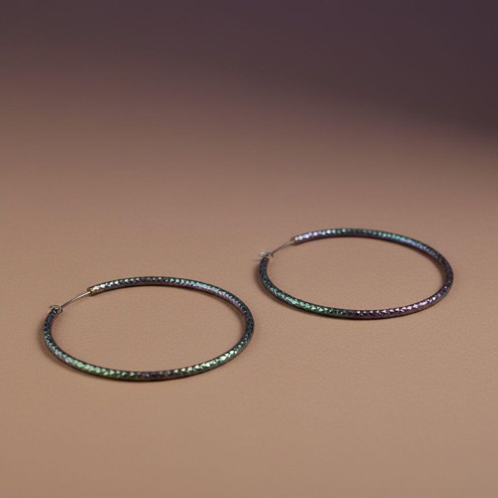 Hoop Endless Rainbow Etched Classic Earrings