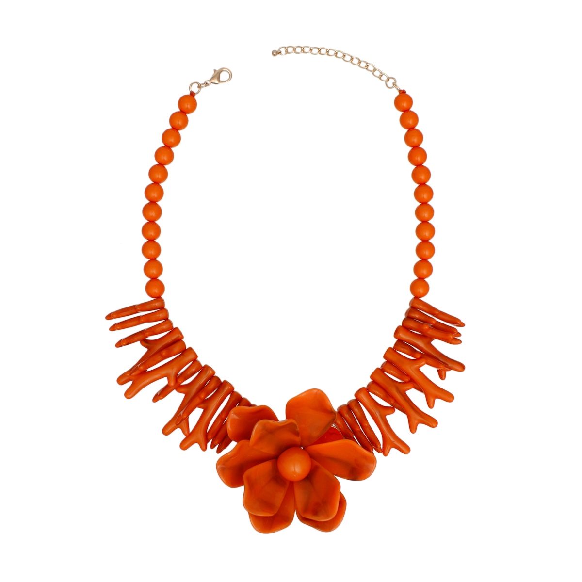 Collar Orange Exotic Goddess Floral Necklace