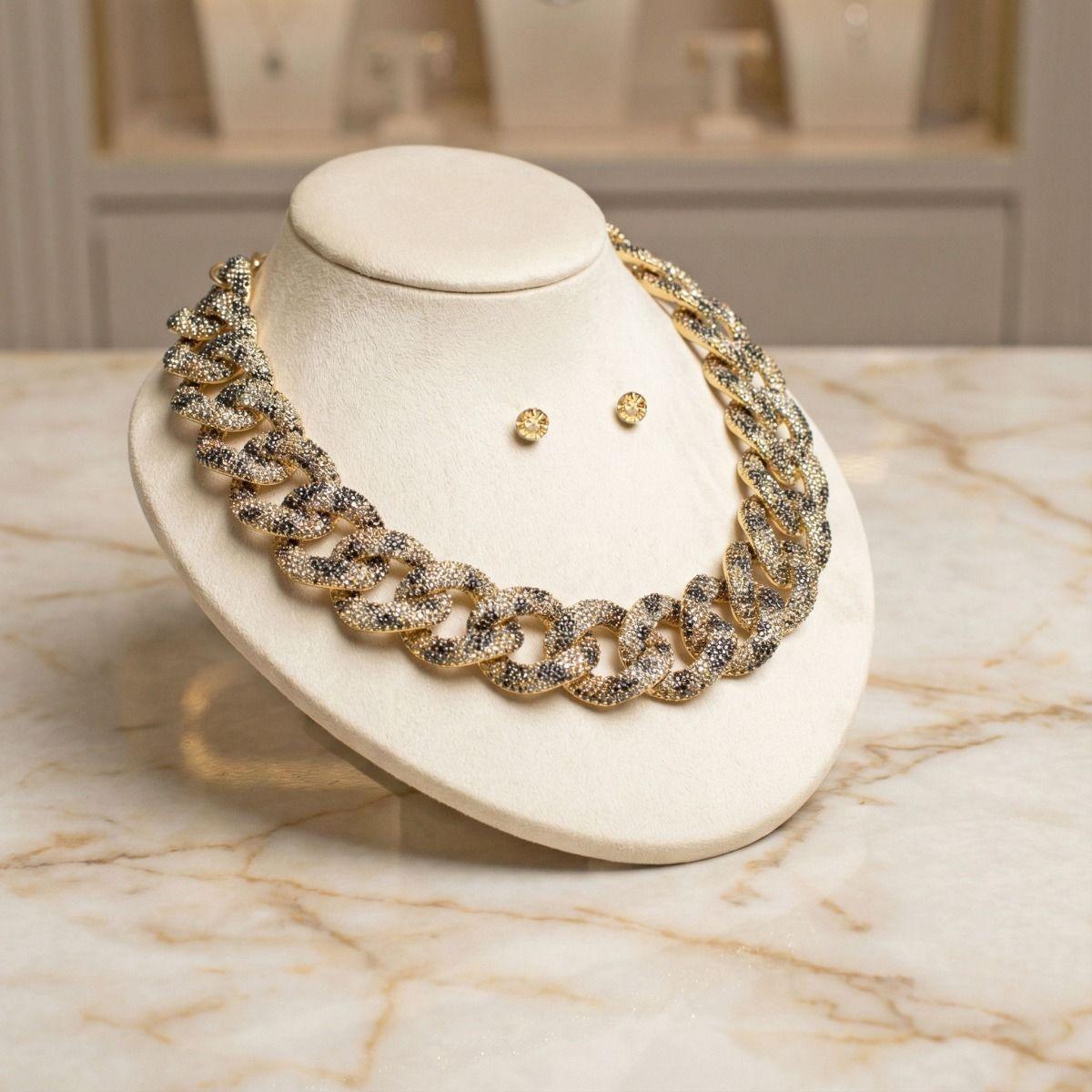 Chain Wild Child Leopard Stone Encrusted Necklace